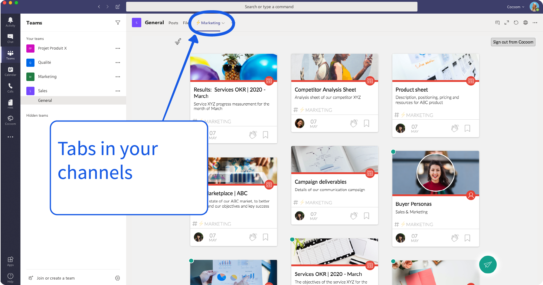 Cocoom dans Teams - vue 1