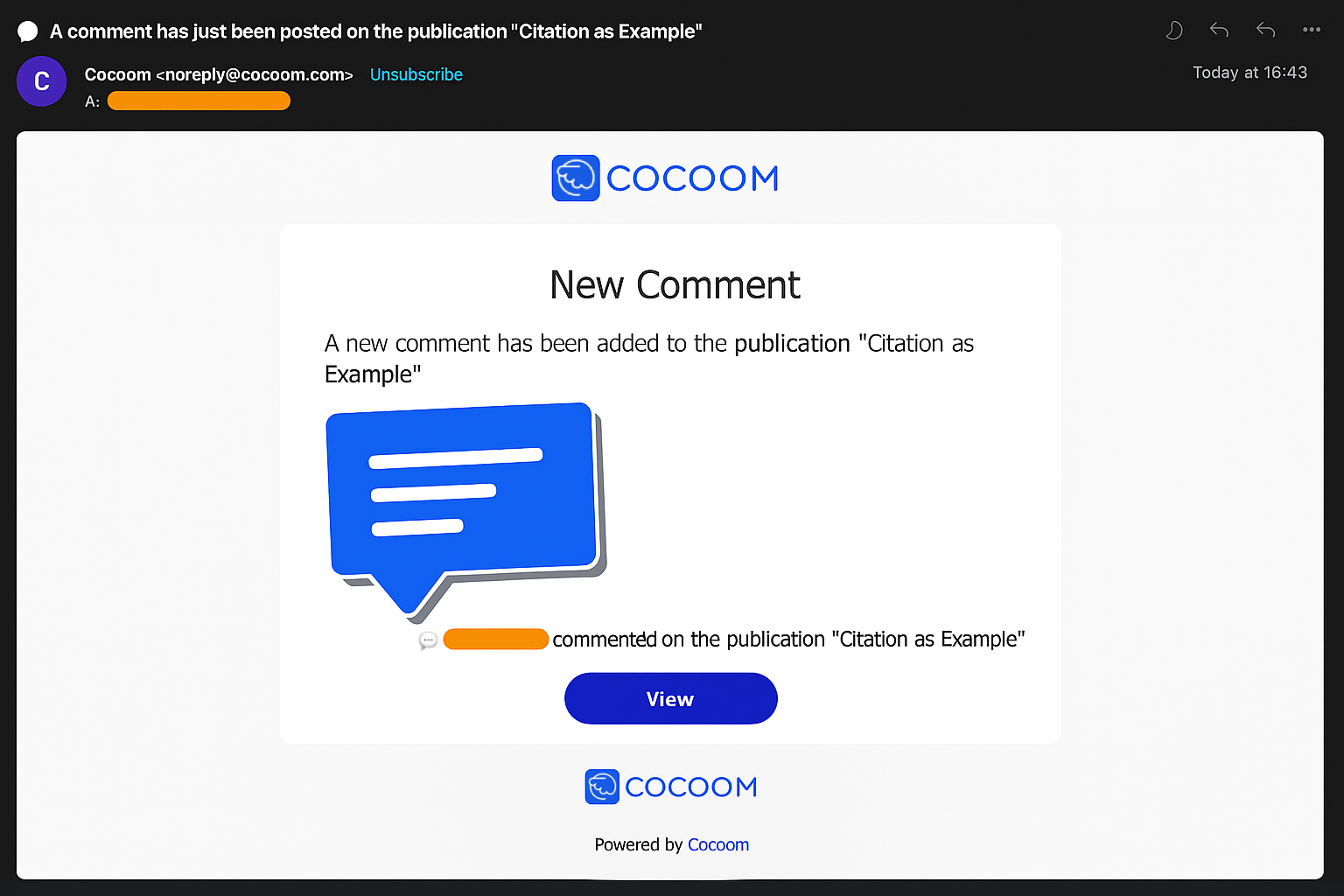 New comment notification email
